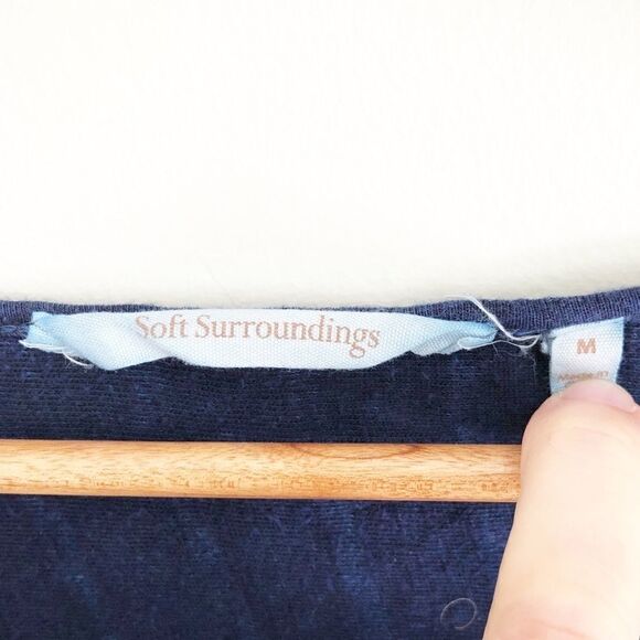 Soft Surroundings Antibes Top Blue Ribbed Textured - Picture 3 of 6